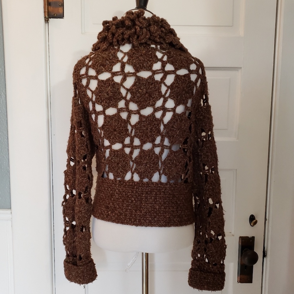 ANTHROPOLOGIE Moth Specked Crochet Knit Cardigan - Picture 2 of 4